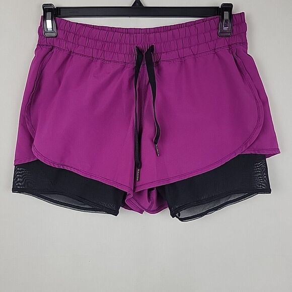 Lululemon Split Second Shorts Women Size 10 Purple Long Liner Running Athleisure - Picture 2 of 12